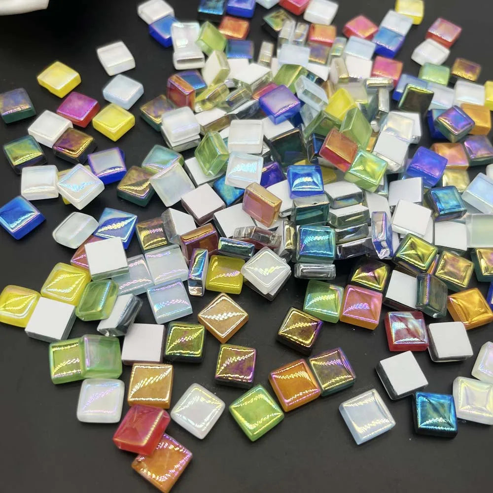 100pcs Crystal Glass Mosaic Tiles 1cm Mixed Colors – DIY Craft