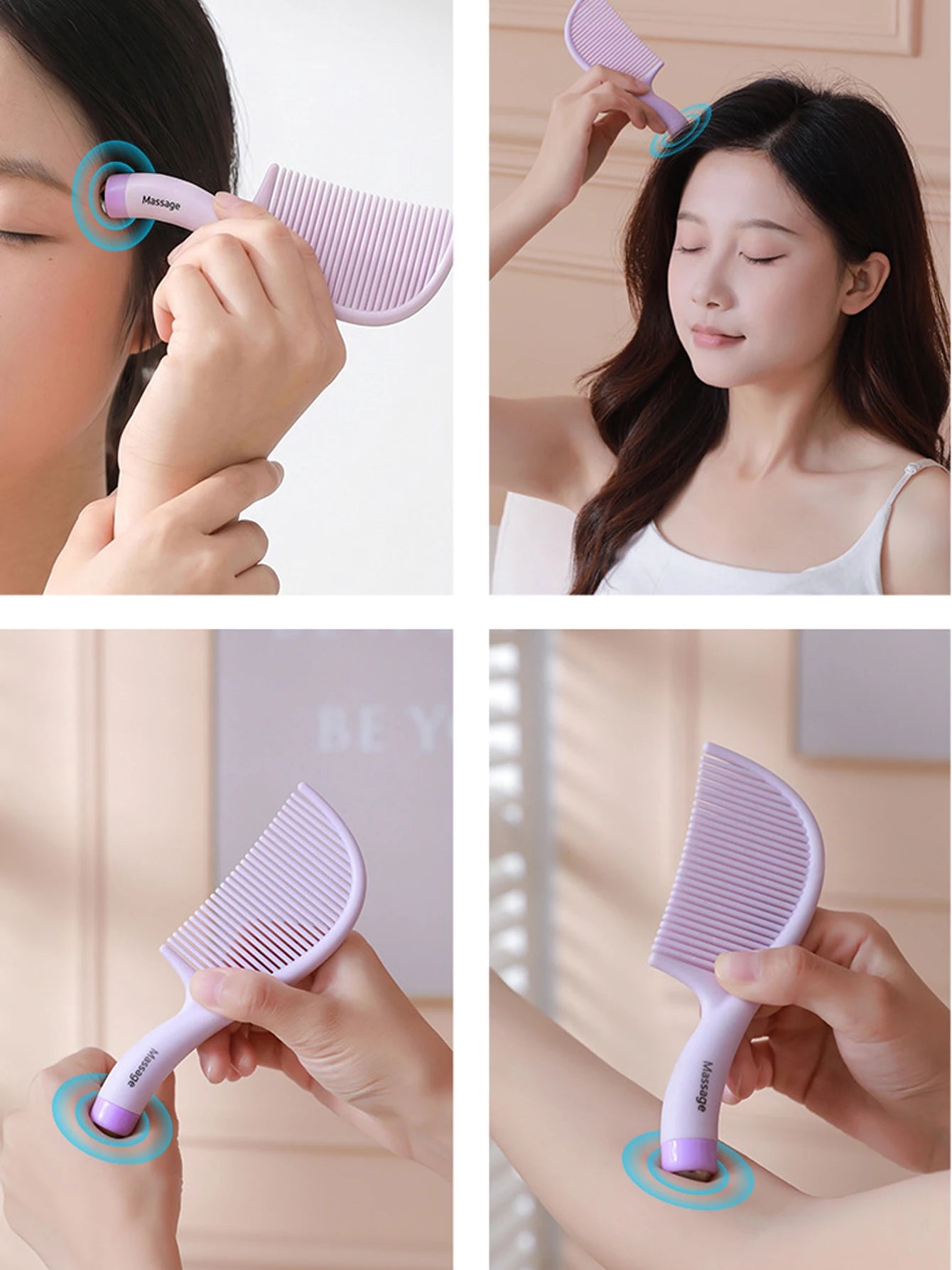 1Pcs Portable Women Contrast Color Massage Comb Bead Massage Hair Styling Comb Straightening Comb Peaceful Pleasures Health and Wellness