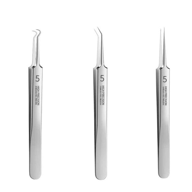 German Ultra-fine No. 5 Cell Pimples Blackhead Clip Tweezers Beauty Salon Scraping Closing Special Artifact Acne Needle Tools Peaceful Pleasures Health and Wellness 3Pcs
