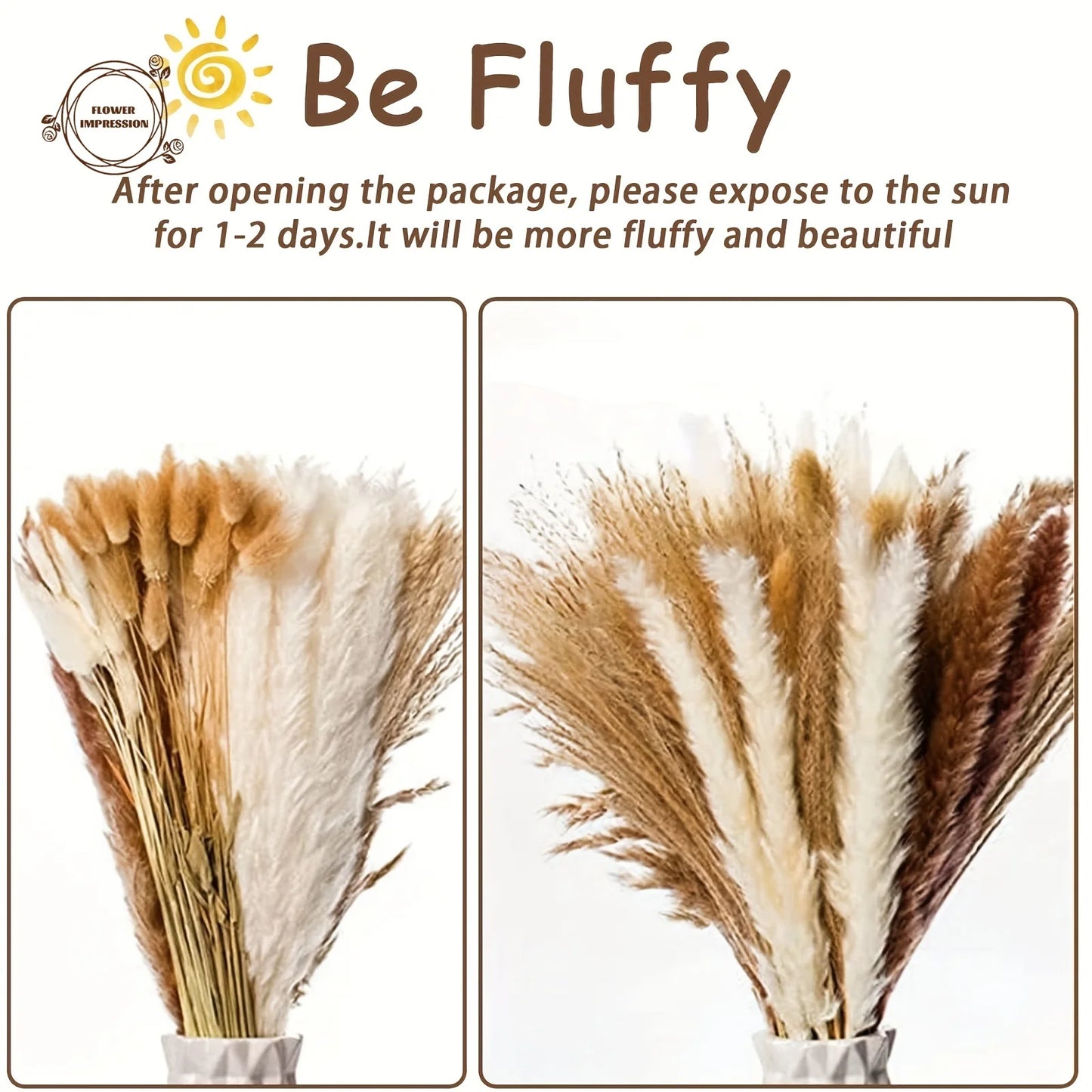 100pcs Dried Pampas Grass Bouquet | Boho Wedding & Home Decor