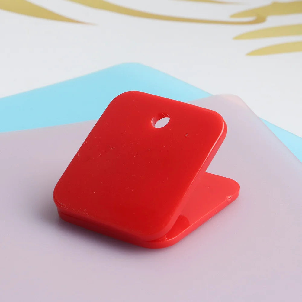 6pcs Mini Simple Cute Square Transparent Acrylic Clip Study Material Test Paper Storage Binder Clip Office Documents Paper Clamp Peaceful Pleasures Health and Wellness red 5pcs