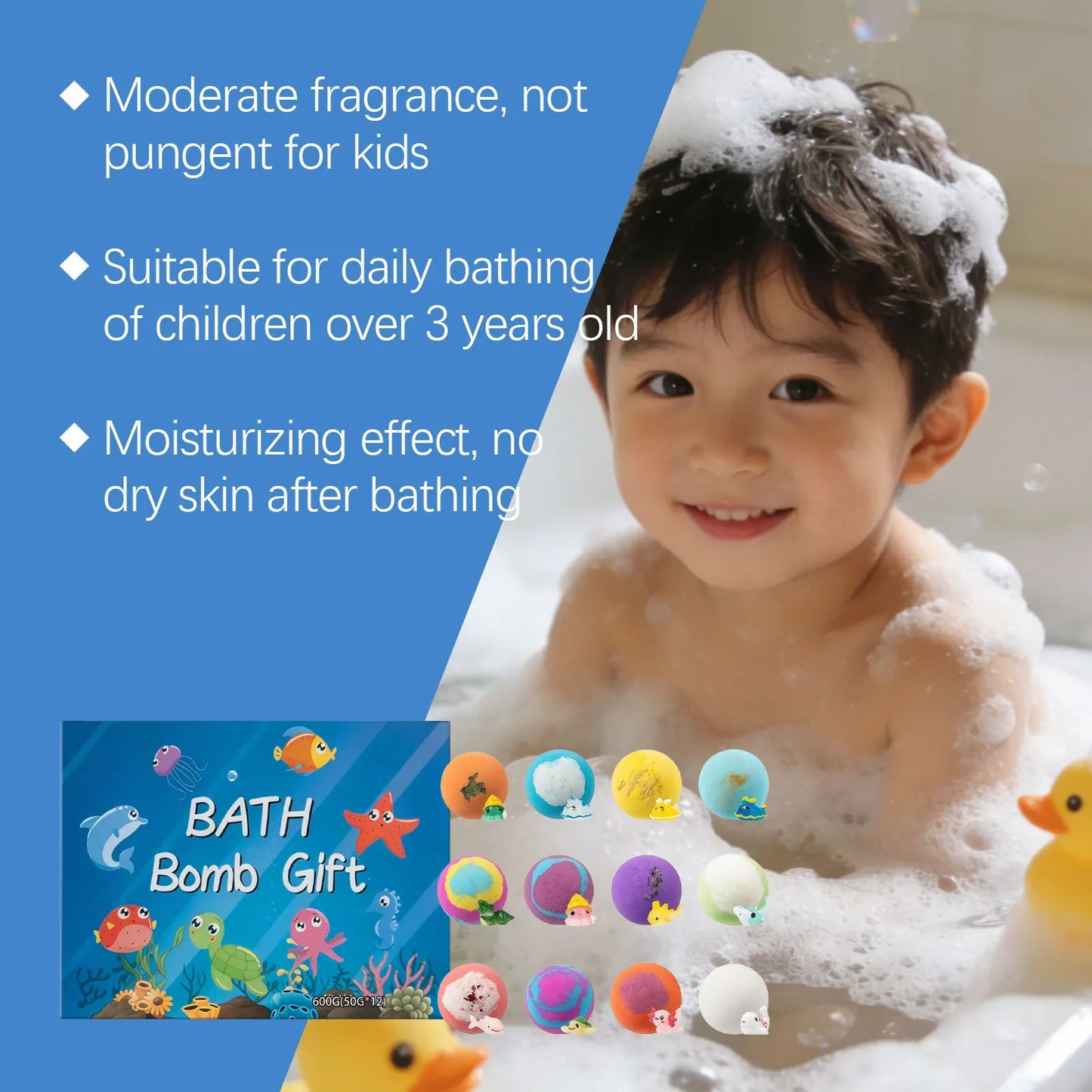 Kids Bath Bombs Inside Hidden Surprise Gentle Cleanse Colorful Rich Bubble Funny Relaxing Kid Bath Toys Children Shower Gift Set Peaceful Pleasures Health and Wellness