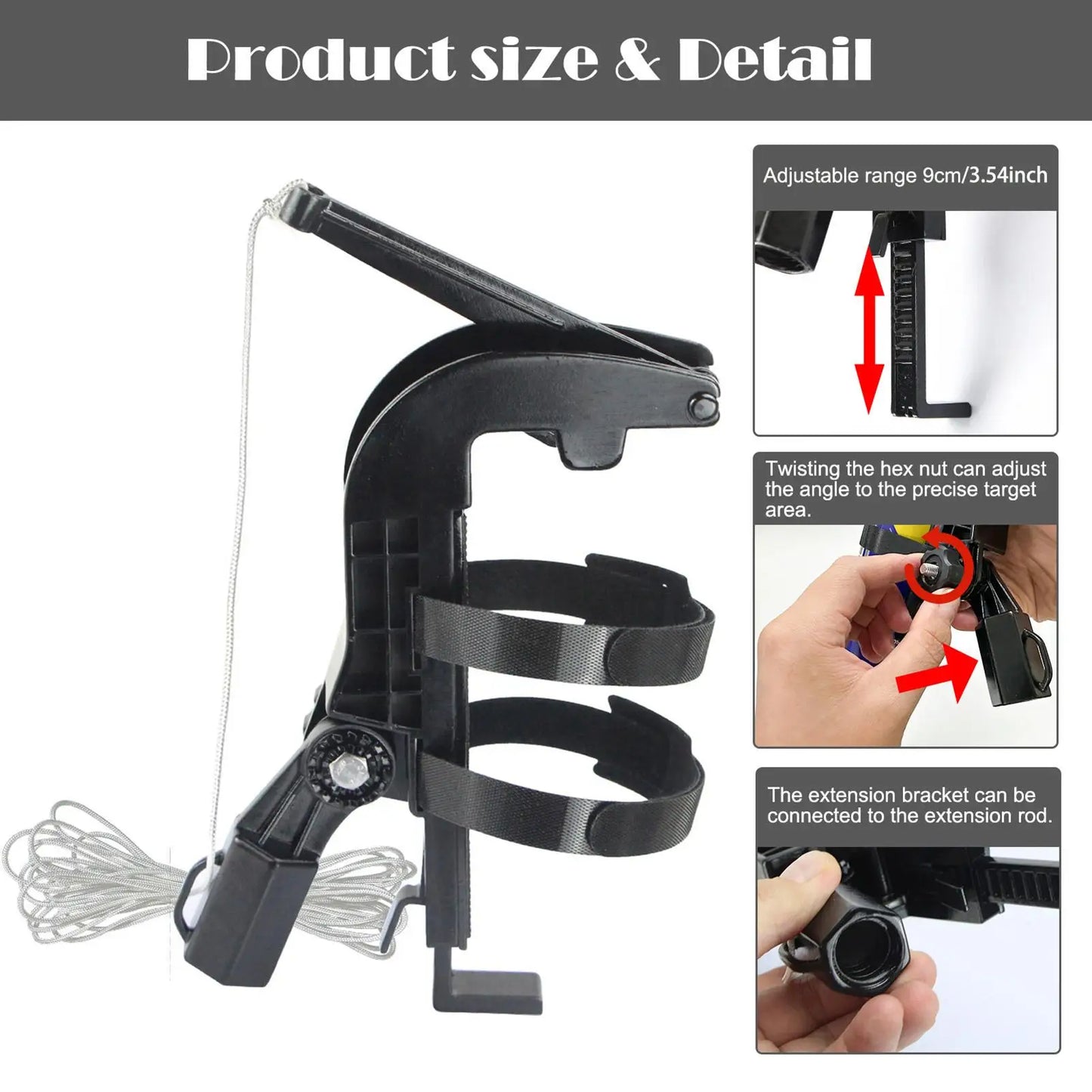 Adjustable Spray Can Extender with Angle Bracket Wand Adapter