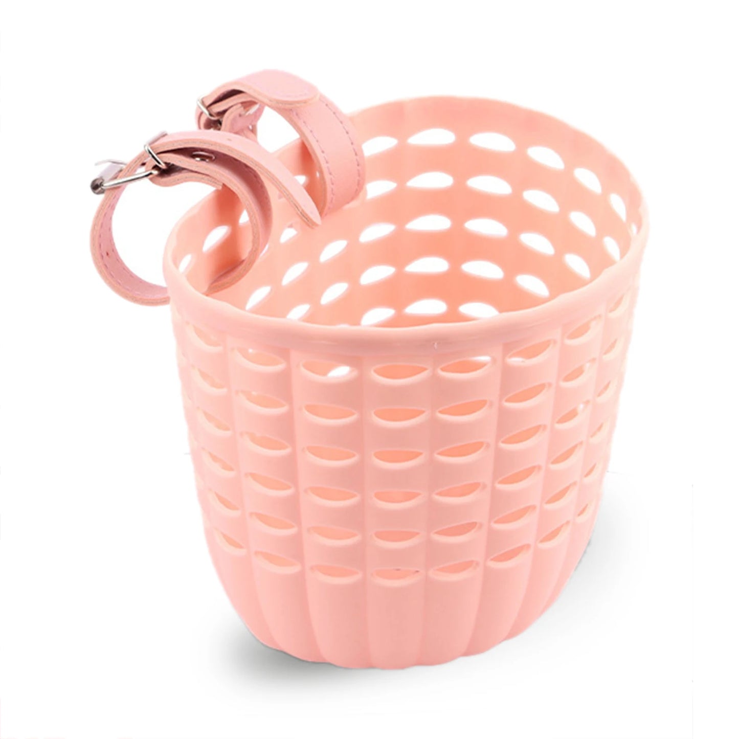Children's Plastic Bike Basket with Installation Buckle Bike Hanging Basket for Kids Holiday Birthday Gift Peaceful Pleasures Health and Wellness Pink Leather buckle