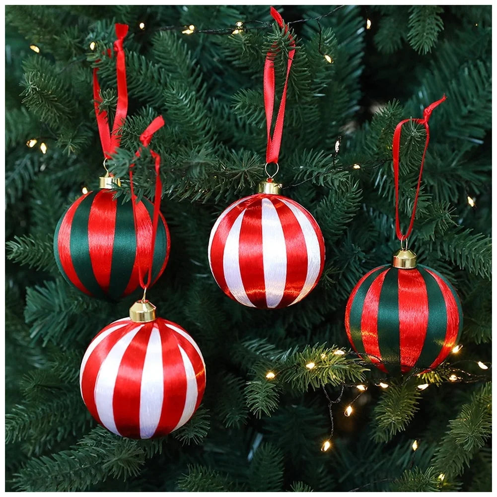 Christmas Tree Ornaments DIY Wrapping Ball Decoration Red Green White