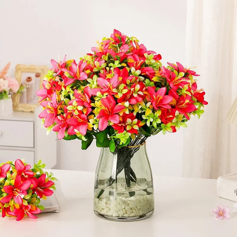 Silk Artificial Lily Bouquet | Fake Flower Home & Wedding Decor