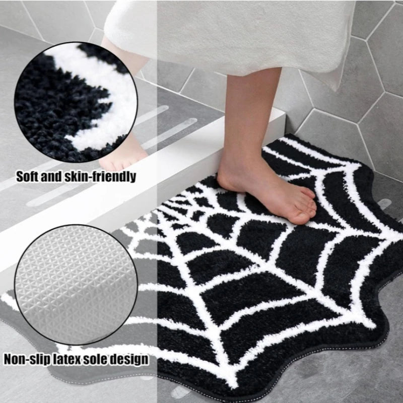Halloween Non-Slip Doormat | Pumpkin & Spider Web Rug