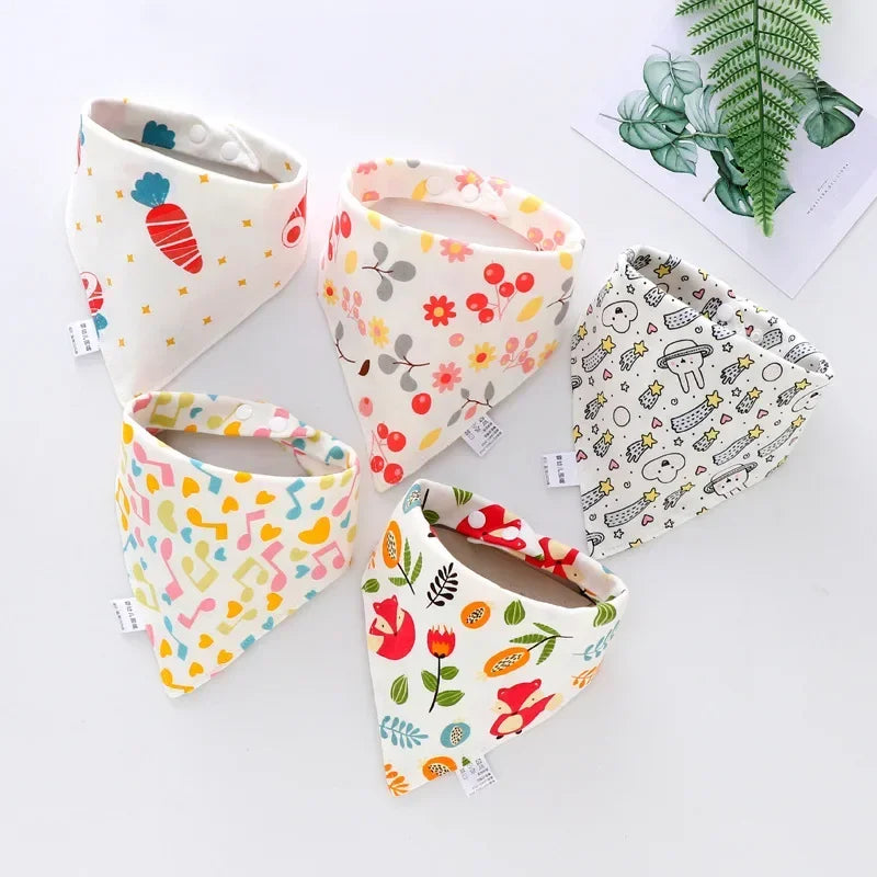 5pcs Pure Cotton Waterproof Bibs Baby Saliva Towel Triangle Scarf Newborn Boys Girls Absorbent Cloth Bib Saliva Scarf Peaceful Pleasures Health and Wellness