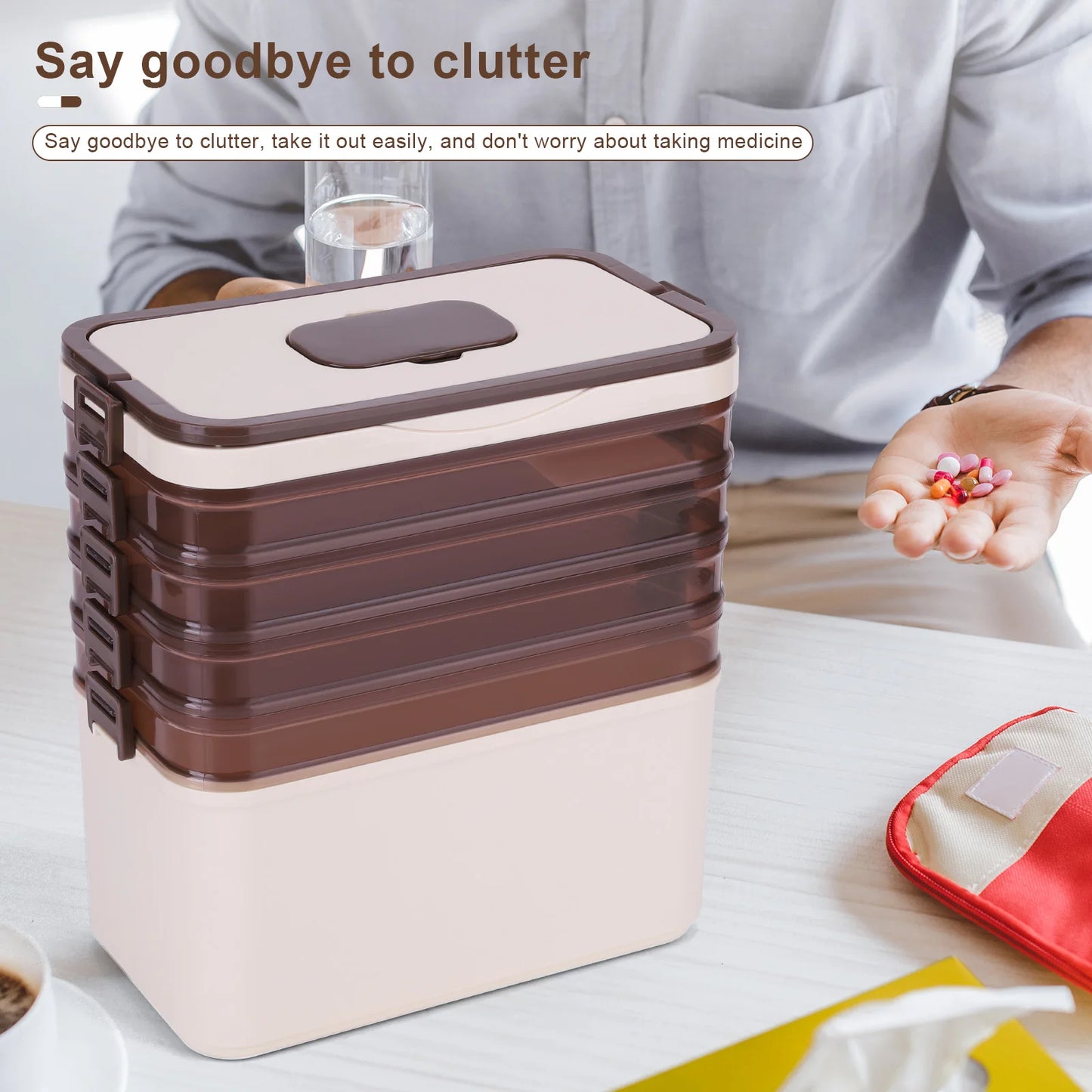 5-Tier Medicine Organizer Storage Box | Home Office School