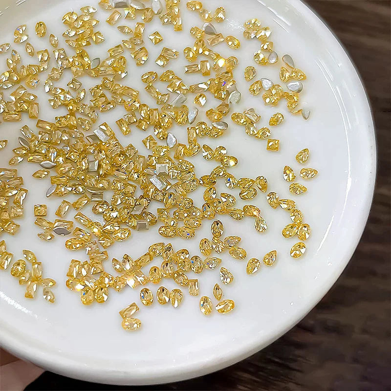 50pcs Golden Yellow Shiny Zircon Rhinestones Nail Charms Mini Rhombic Nails Gemstones Flatback Nail Art Craft Diamonds Decor Peaceful Pleasures Health and Wellness