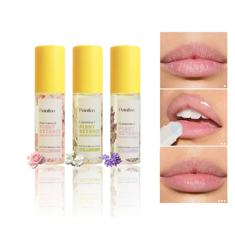 PEINIFEN Plant Essence Lip Oil 3-Pack – Rose, Jasmine & Lavender