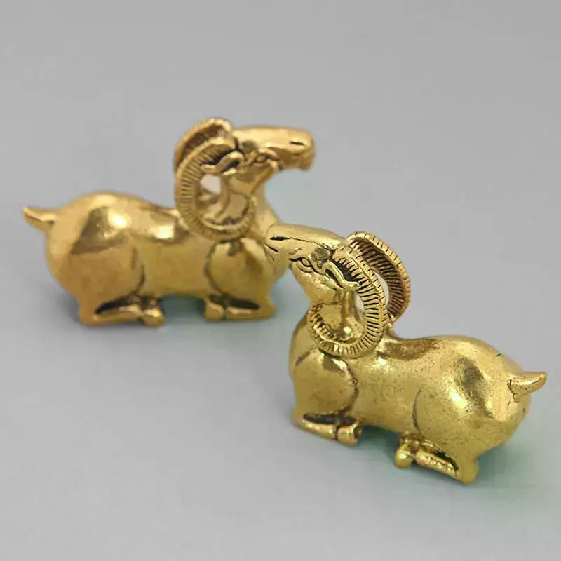 Brass Goat Figurine – Miniature Animal Tabletop Décor