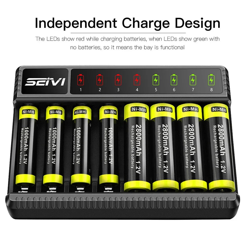 8-Slot NiMH AA AAA Battery Charger LCD Display | SW-8N