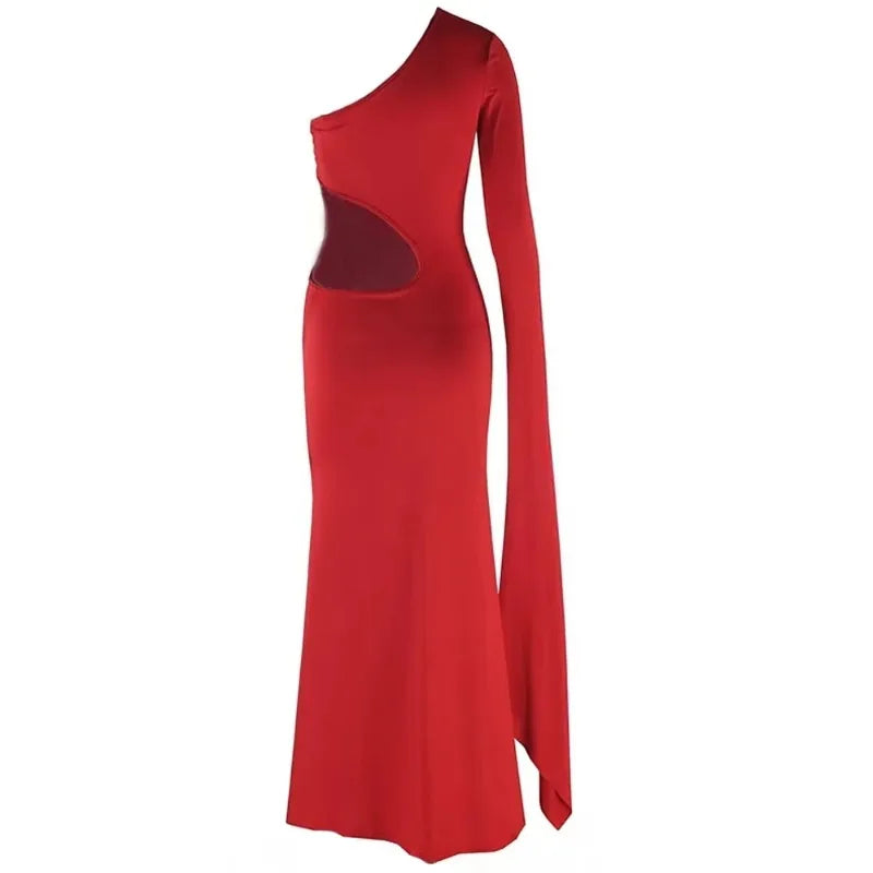 One Shoulder Red Maternity Dress Photoshoot - Sexy Hollow Out Gown, Baby Shower & Bold Pregnancy Photos,платье Для Беременных Peaceful Pleasures Health and Wellness red M