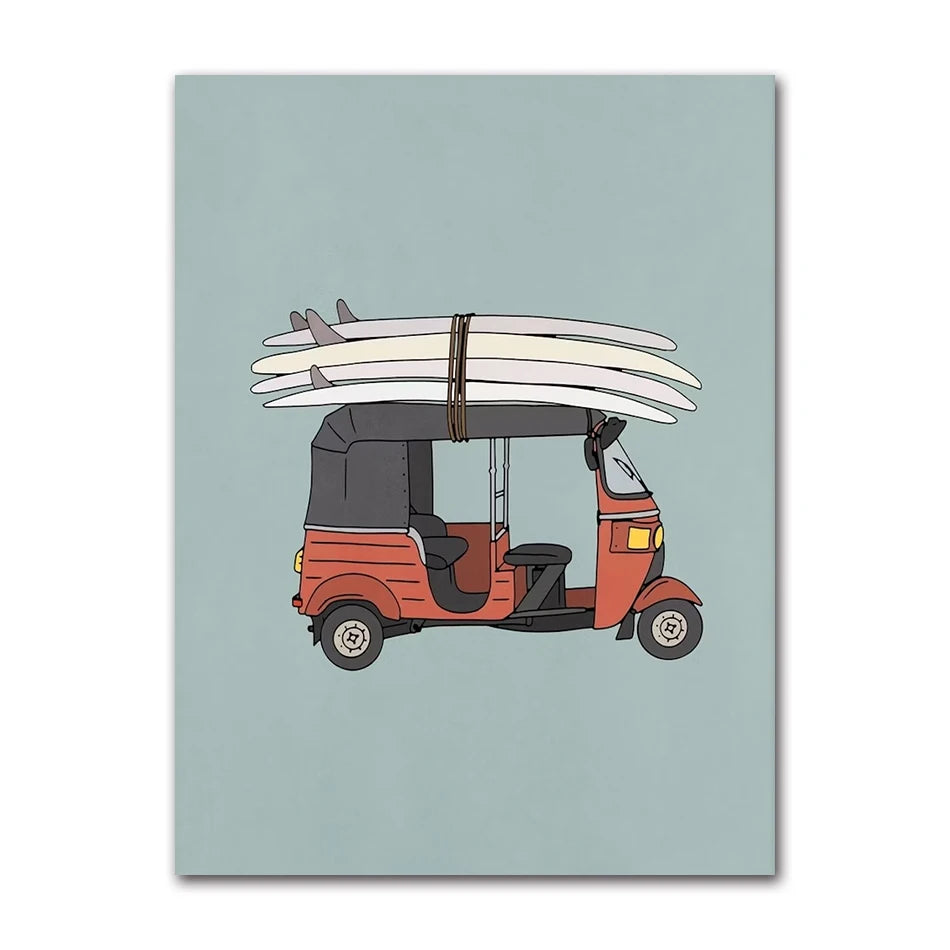 Minimalist Landscape Canvas Wall Art | Bicycle Surf Lake House