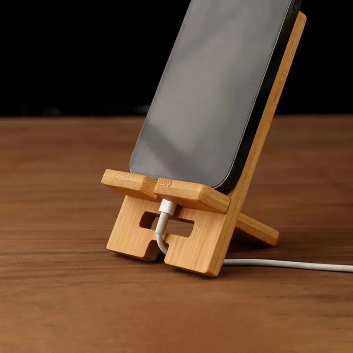 Desktop Bamboo Phone Holder Practical Wooden Smartphone Charging Stand Creative Lazy Multi-functional Stand Peaceful Pleasures Health and Wellness