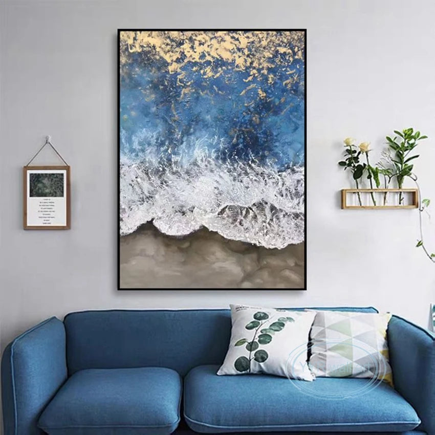Canvas Wall Art Oil Painting 100% Handmade Abstract Tide Decoration Poster Living Room Light Luxury Picture Porch Acrylic Mural Peaceful Pleasures Health and Wellness