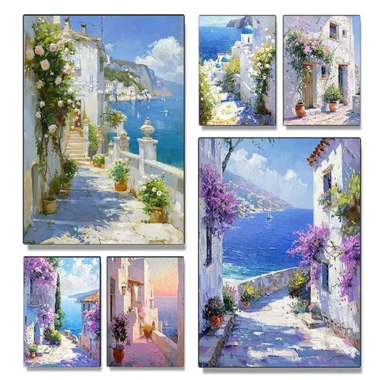 Landscape Art Posters Canvas Printing, Colorful Fashion Trend Wall Art for Rural Villas & Home Decor, Natural Aesthetic Canvas Peaceful Pleasures Health and Wellness