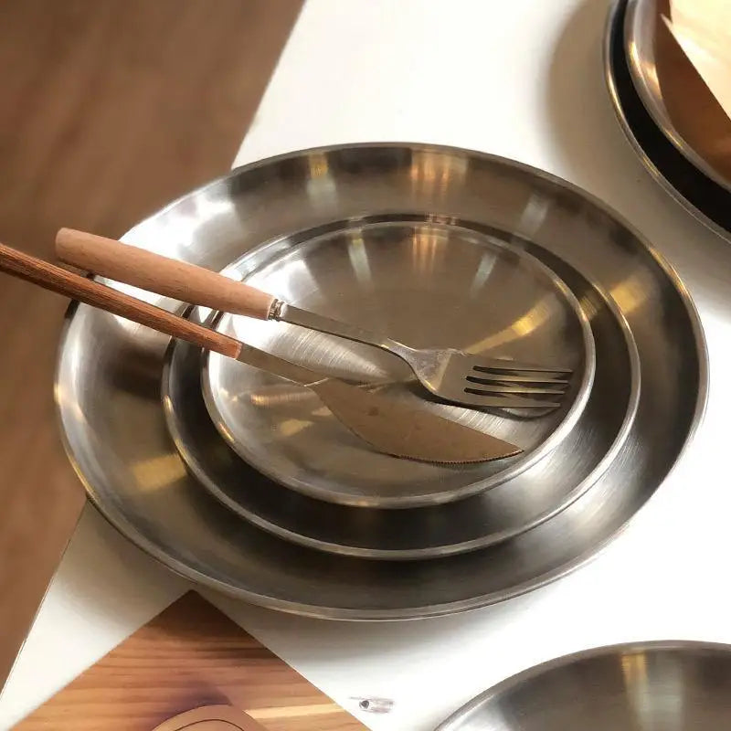 Stainless Steel Round Serving Tray | Rustproof, 6 Sizes