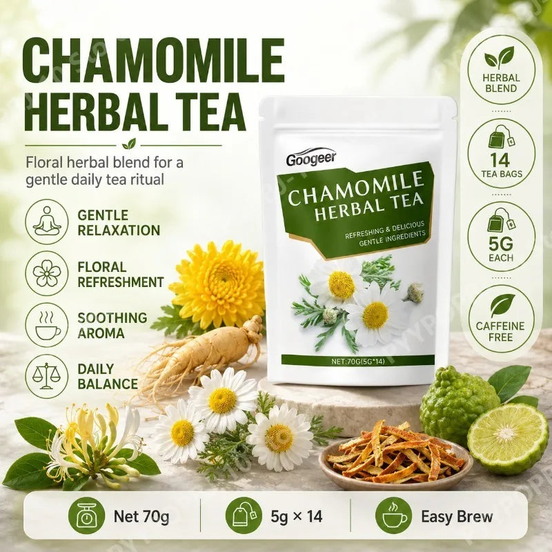 Googeer Chamomile Herbal Blend | Ginseng, Bergamot, Caffeine-Free