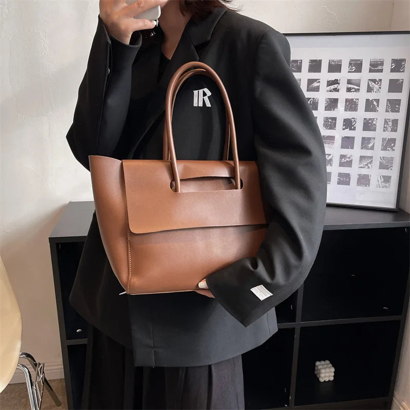 Korean Retro Tote Bag | Large Capacity Commuter Handbag Tote Handbag Peaceful Pleasures Health and Wellness