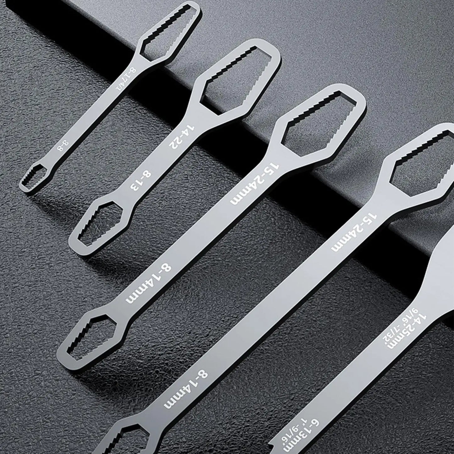 5-Piece Self-Tightening Double-Ended Wrench Set | CrV Steel Adjustable Wrench Set Peaceful Pleasures Health and Wellness