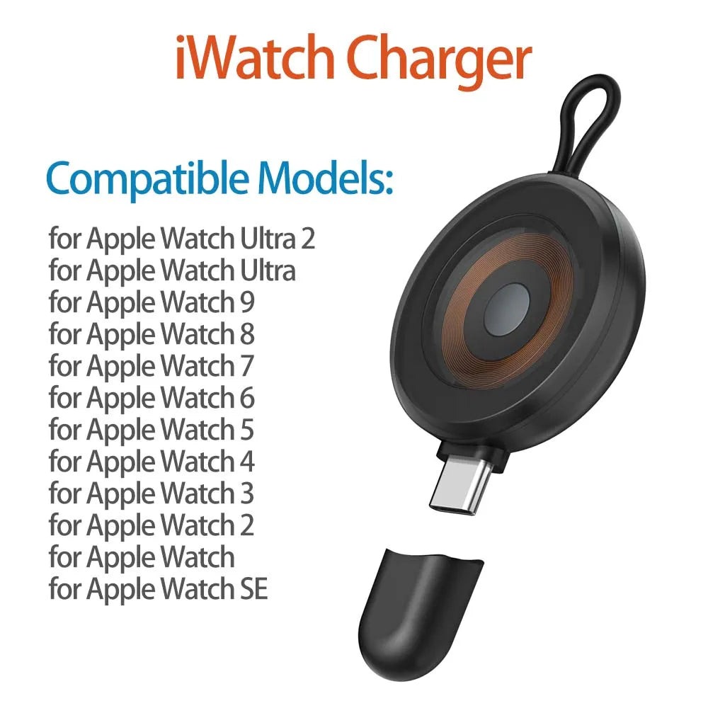 USB C Portable Watch Magnetic Wireless Charger For Apple Watch Ultra 2 3 4 5 6 7 8 9 SE Samsung Galaxy 6 Classic 5 Pro 4 Active Peaceful Pleasures Health and Wellness iWatch Tawny