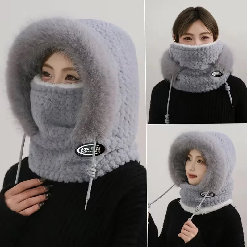 Women's Winter Thermal Hat Hood Scarf & Mask | Windproof