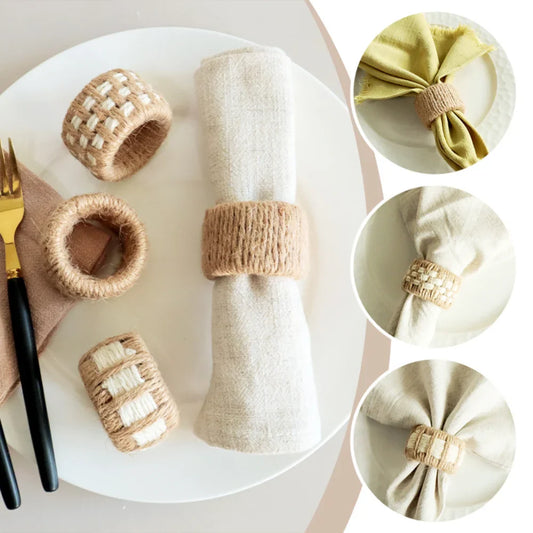 Hand Woven Linen Napkin Ring | Wedding & Holiday Table Décor Linen Napkin Ring Oasis Select
