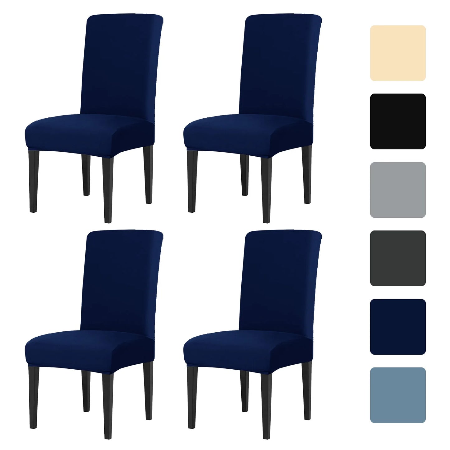 Dining Room Chair Cover Set of 8/4 High Stretch Slipcover Removable NonSlip Seat Protector for Home Party Hotel Wedding Ceremony Peaceful Pleasures Health and Wellness dark blue 4pcs