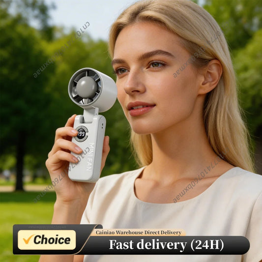 High-Speed Handheld Fan Digital Display Foldable Silent Fans 199 Speed Adjustable Powerful Air Blower for Home Office Desktop Peaceful Pleasures Health and Wellness