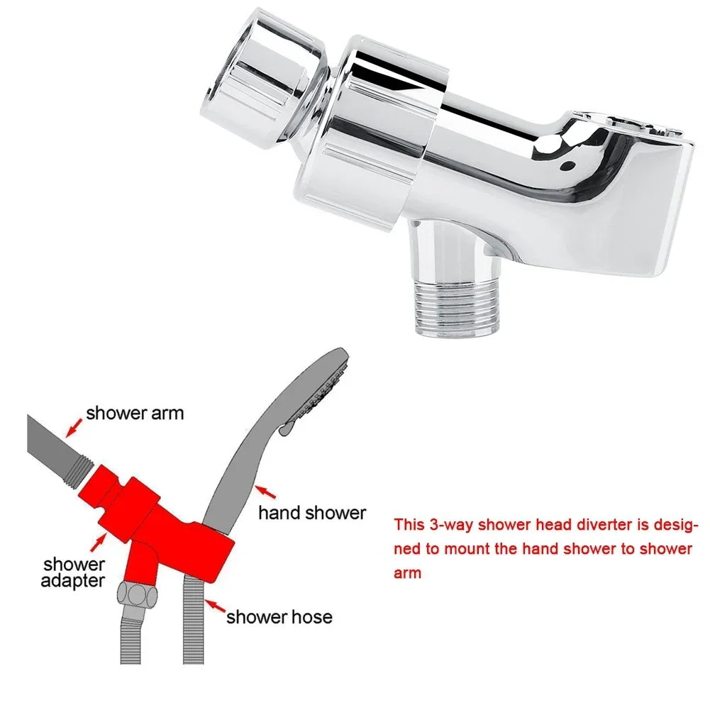 3-Way Chrome Plating Shower Head Diverter Arm Mounted Bracket