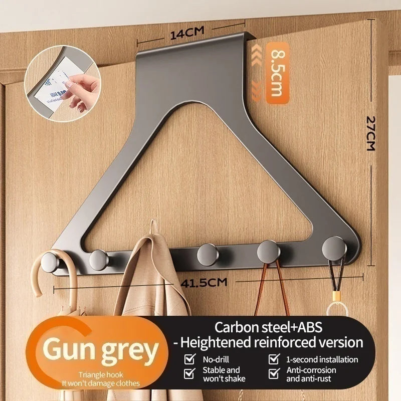 Z-Shape Metal Door Hook Organizer | 6-Hook Cabinet Hanger