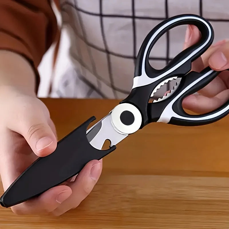 Multifunctional Heavy-Duty Stainless Steel Kitchen Scissors for Food - Ideal for Pizza And Salad Cutting Peaceful Pleasures Health and Wellness black