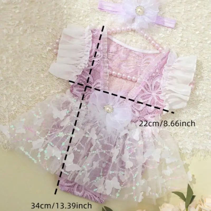 Newborn Lace Romper Photo Prop Set – Baby Girl 0–6M Portrait