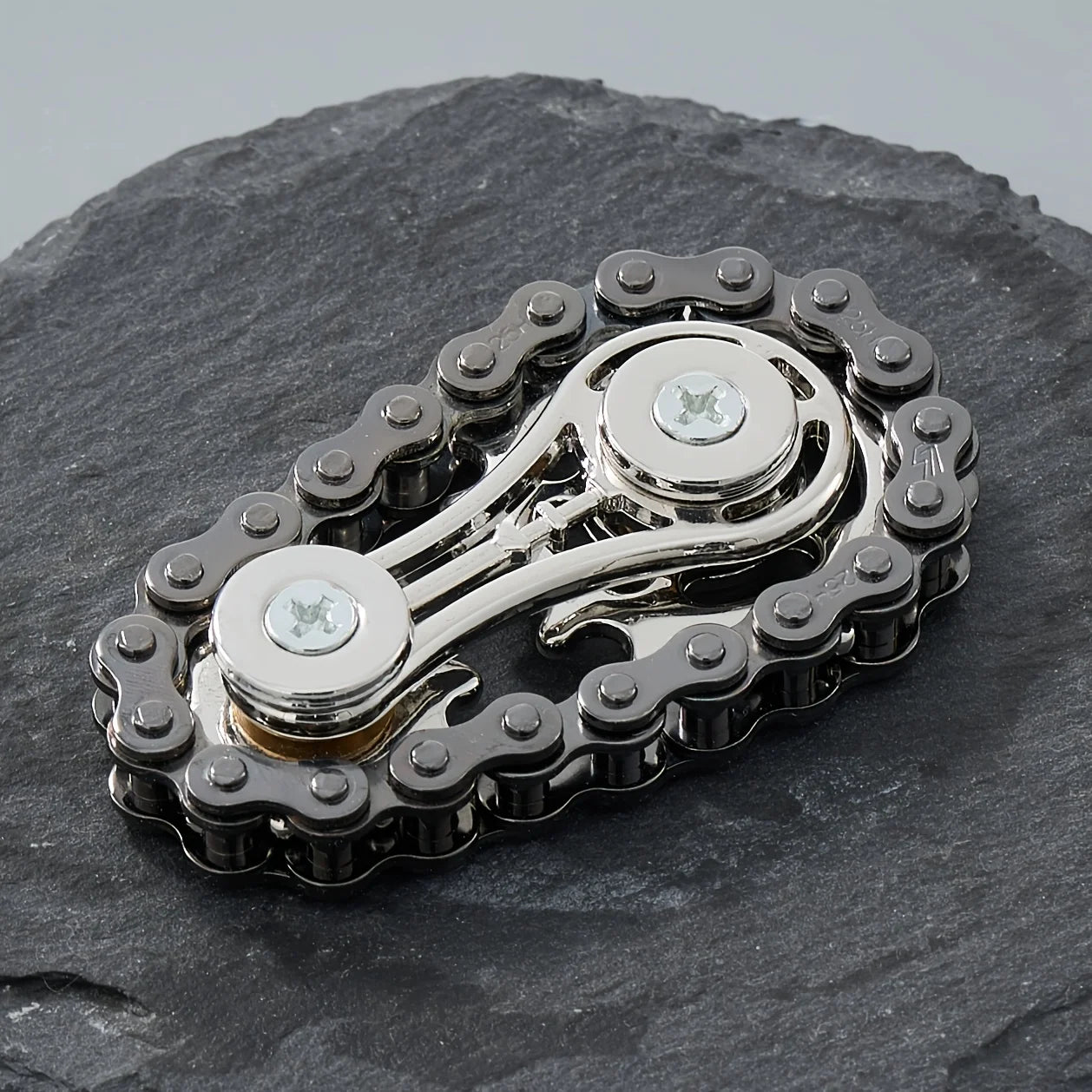 New Sprockets Flywheel Fingertip Gyro Fidget Spinner Antistress Anxiety Metal Bike Chains EDC Spinner Fidget Toys For Adult Peaceful Pleasures Health and Wellness Black -1pc
