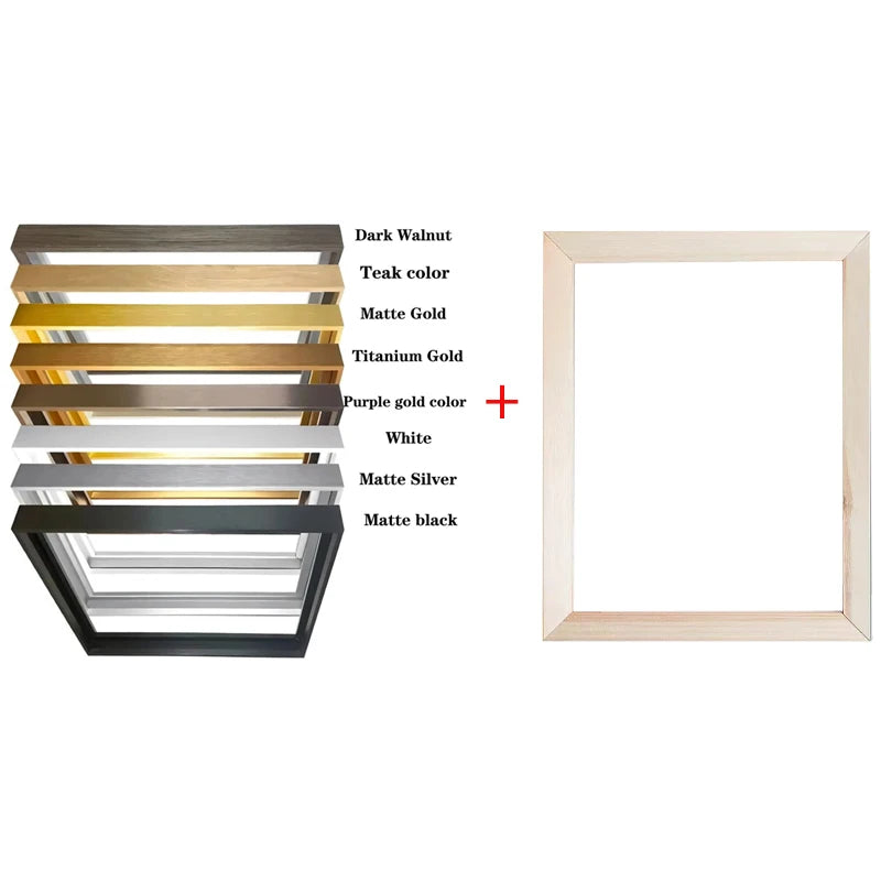 Modern Wall Art Narrow Side Combination of Aluminum alloy And Wooden Inner Frame Canvas Metal Painting Frame Peaceful Pleasures Health and Wellness 60x60cm Purple gold