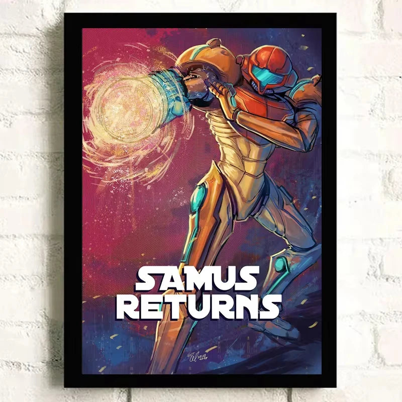 Metroid Samus Aran Canvas Wall Art Poster | Sci-Fi Game Decor
