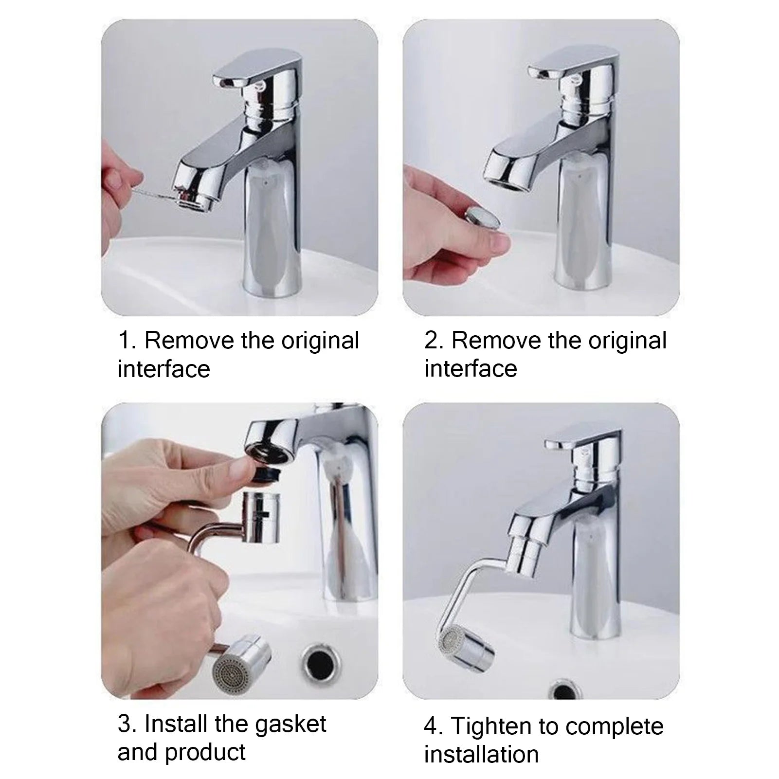 Flexiflow Rotating Faucet Extender Stainless Steel Valve Core Corrosion-Resistant for Kitchen Bathroom Restroom Peaceful Pleasures Health and Wellness