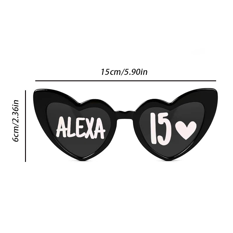 Personalized Heart Sunglasses | Sweet 15 16 Birthday Party Prop