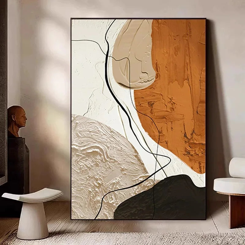 Nordic Modern Abstract Color Matching Thick Oil Handmade Oil Painting For Home Decoration Bedroom Dining Room Living Room Mural Peaceful Pleasures Health and Wellness