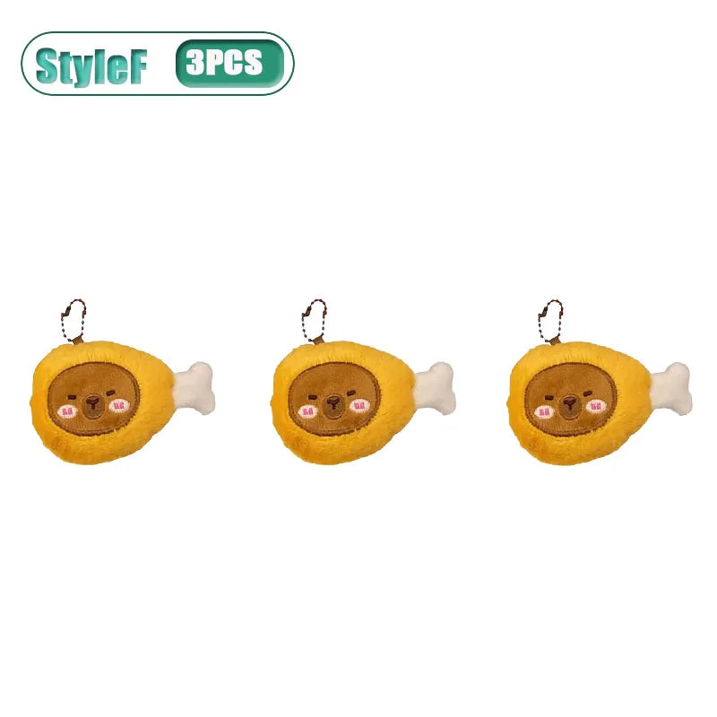 Capybara Plushie Keyring – Cute Anime Bread Topper Fluffy Toy