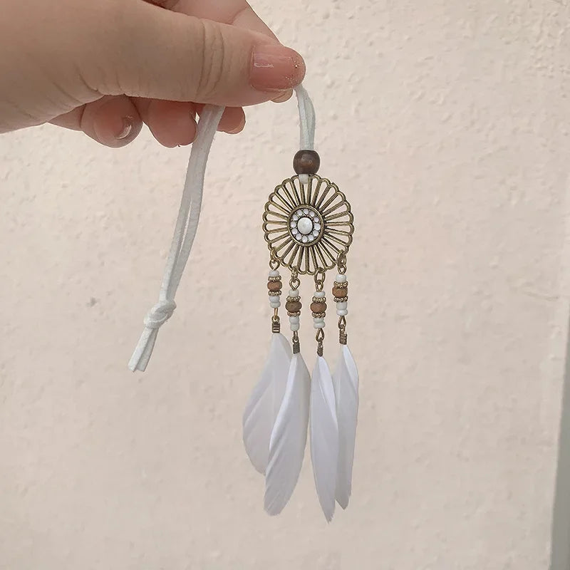 Mini Dream Catcher Handcraft Car Pendnat Feather Wind Chimes Girls Room Wall Hanging Home Decoration Keychain Birthday Gifts NEW Peaceful Pleasures Health and Wellness Type1
