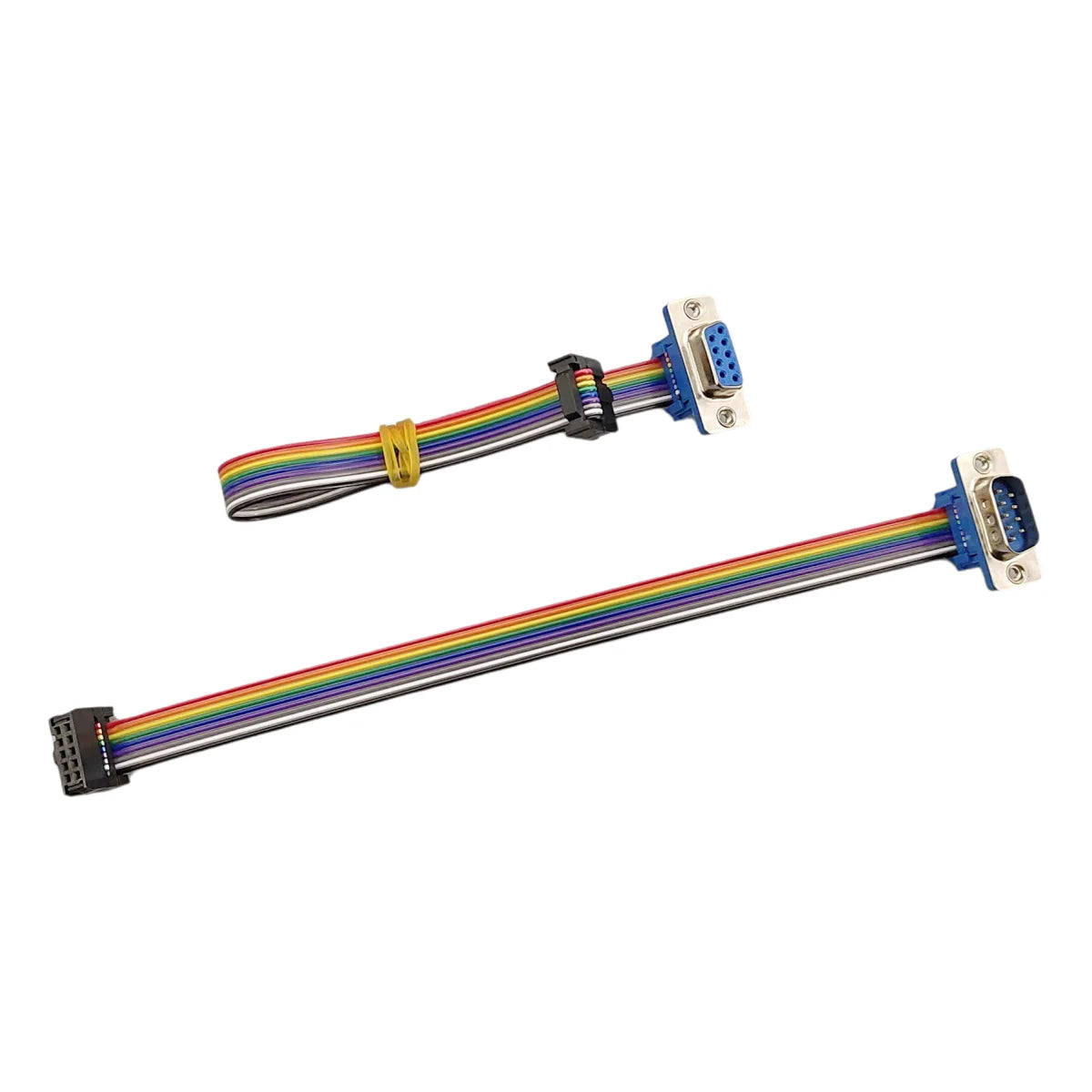 D-Sub DB9 9 Pin Male / Female Connector to FC-10P IDC Female 2.54mm 10 Pin Rainbow / Multicolor Flat Ribbon Cable to DIDC 9P Peaceful Pleasures Health and Wellness