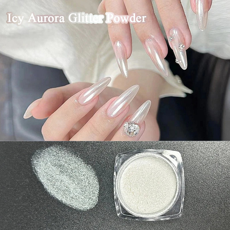 Icy Aurora Holographic Nail Glitter Powder | Polarizing Shine 1g