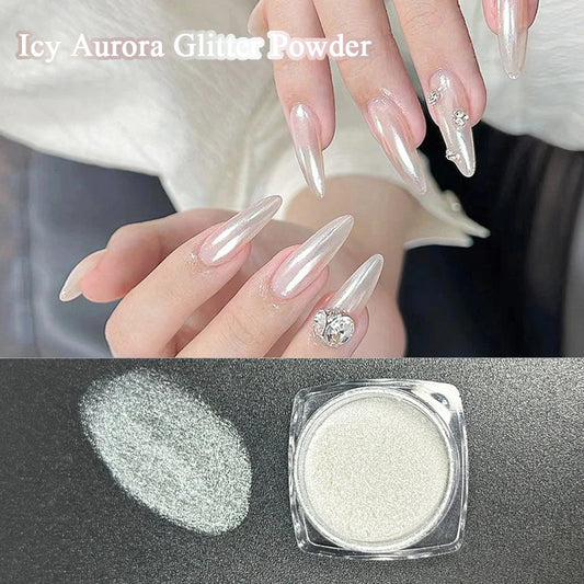 Icy Aurora Holographic Nail Glitter Powder | Polarizing Shine 1g Nail Art Glitter Peaceful Pleasures Health and Wellness