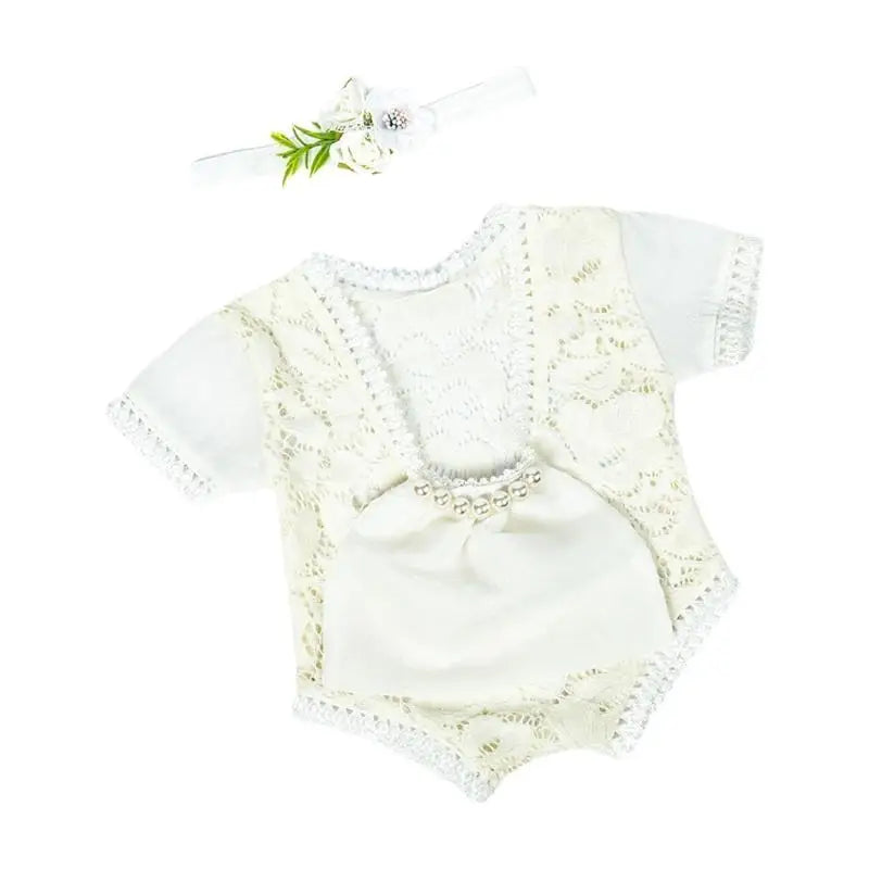 Newborn Baby Photography Props Lace Romper & Headband Set