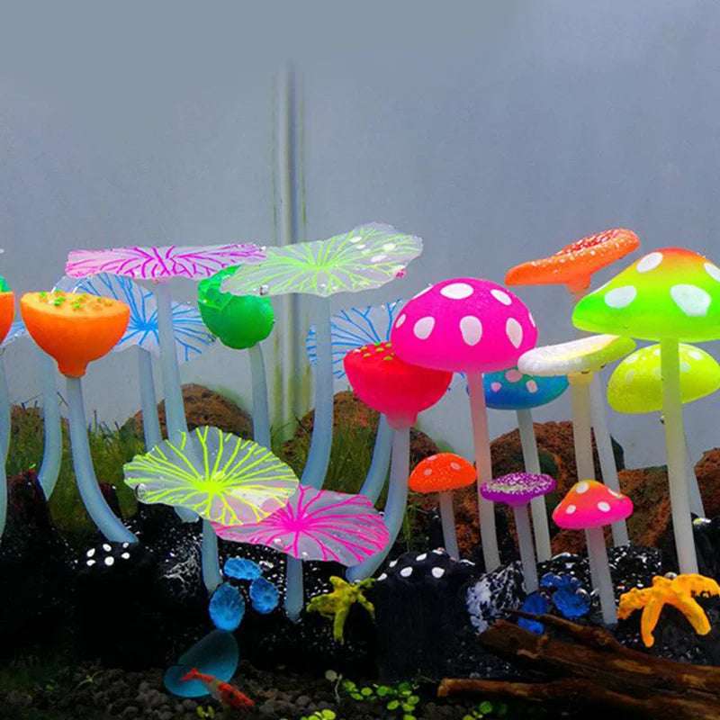 Fluorescent Silicone Artificial Aquarium Plant Decoration 10cm