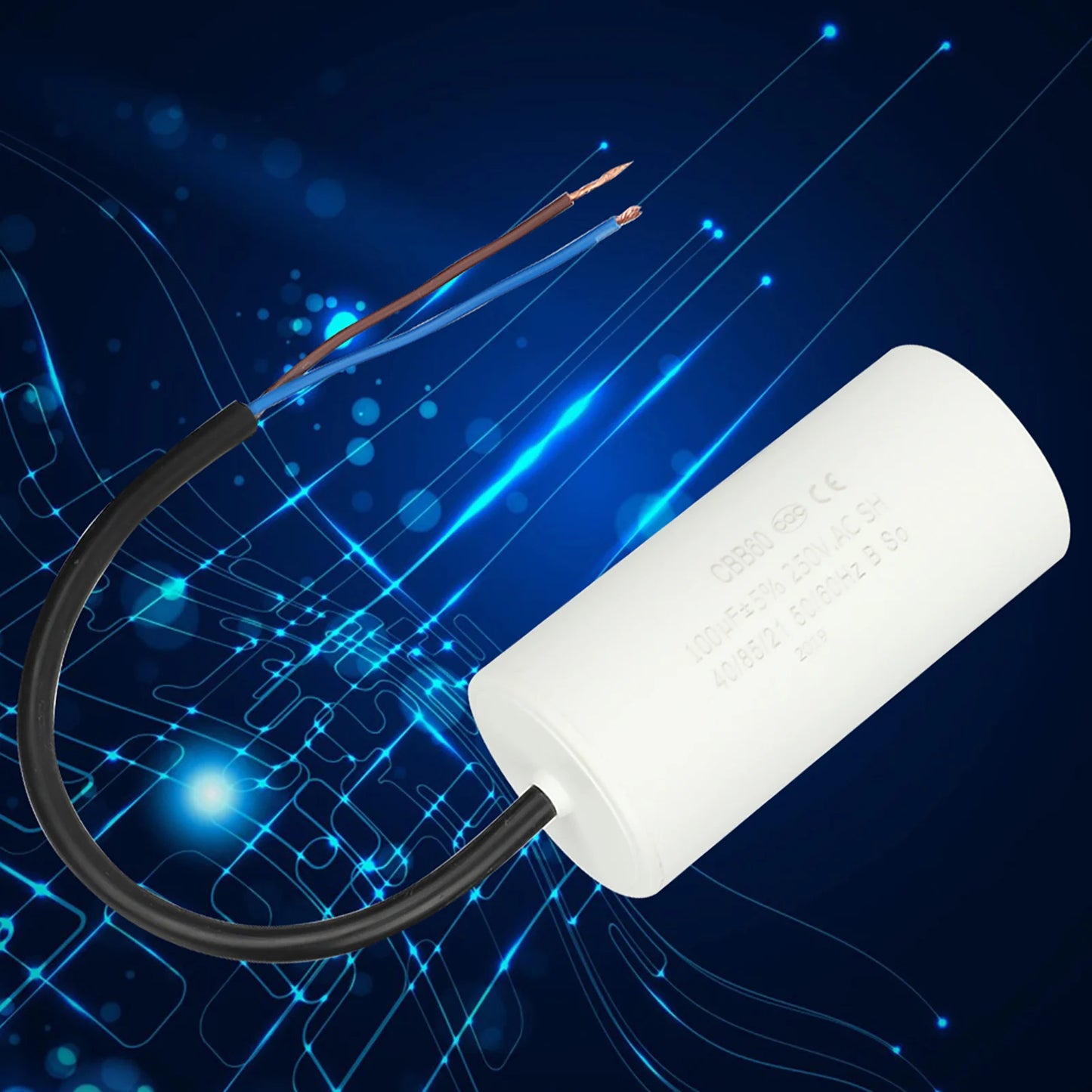 CBB60 Run Capacitor Wire Lead 250V AC 100uF 50 60Hz Motor Air