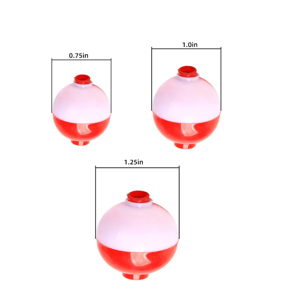 30pcs Fishing Bobbers 1.25 Inch Snap on Float Red and White Bobbers Push Button Round Buoy Floats Fishing Tackle Peaceful Pleasures Health and Wellness